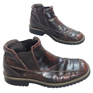 Nunn Bush NXXT Mens Brown Leather Chelsea Boots Square Toe Ankle 83305-02 Sz 12